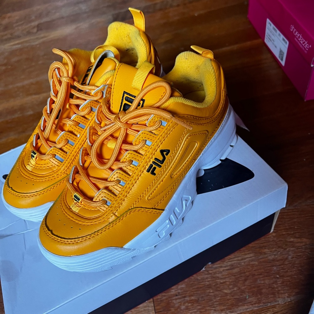 Yellow fila sneakers women size